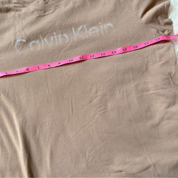 New Calvin Klein Rosewood Logo Tee Iridescent Glitter Script Soft Stretch Sze M - Picture 11 of 13